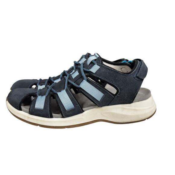 Clarks Solan Sail Fisherman Sandal Navy Combi Suede 7M - Picture 11 of 12